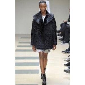 N.L Kaplan Women’s Black Persian Lambswool & Fur Bolero jacket Size M